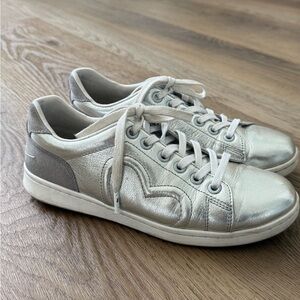 Ellen Degeneres Shiny Silver Heart Sneakers